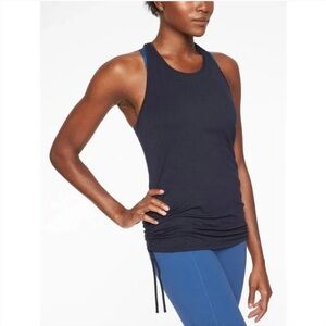 Athleta | Black Encore Ruched Sides Racerback Athletic/Athleisure Tank Sz XS